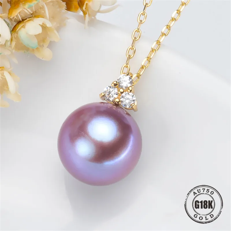 

DIY Pendant Jewelry Findings Blank Pendants Bracket AU750 G18K Yellow Gold Simple Bracket Natural Pearl Cap Accessories