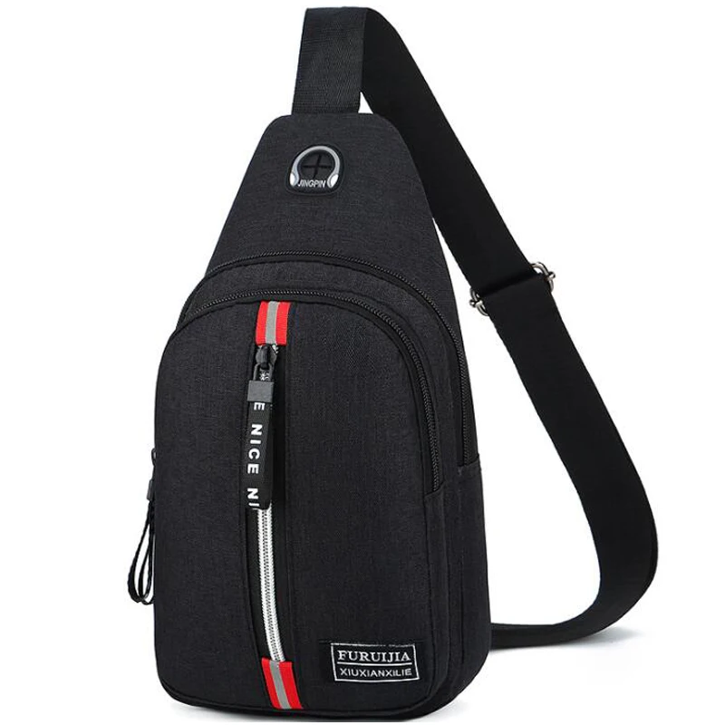 

VICUNA POLO Casual Men's Chest Bag With Earphone Hole Design Sling Bag Sport Men Shoulder Bag Pack Black Messenger Bags For Man