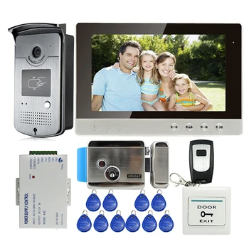 

MILEVIEW New 10" LCD Color Screen Video Door Phone Intercom + Outdoor RFID Reader Doorbell Camera + Electric Lock Free Shipping
