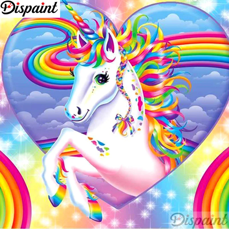 

Dispaint Full Square/Round Drill 5D DIY Diamond Painting "Colored unicorn" Embroidery Cross Stitch 3D Home Decor Gift A11017