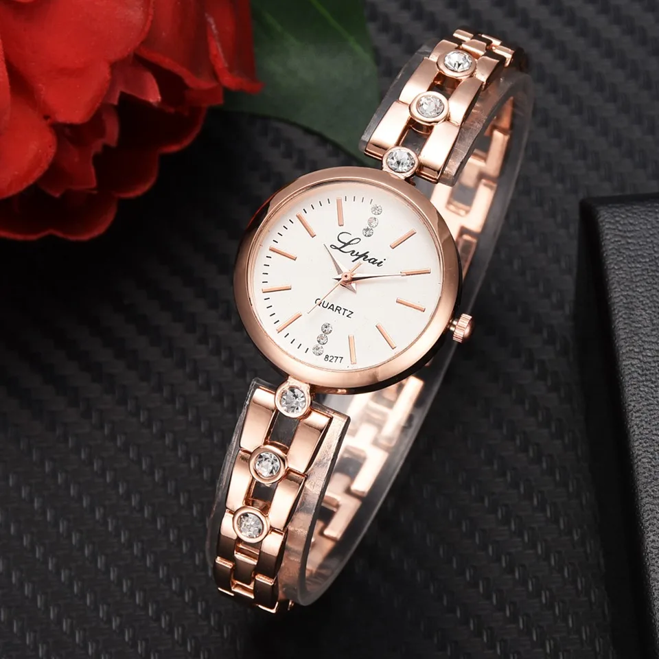 Lvpai Элитный бренд мода Роза для женщин часы повседневное кварцевые нержавеющая сталь браслет часы Аналоговые наручные часы Relogio