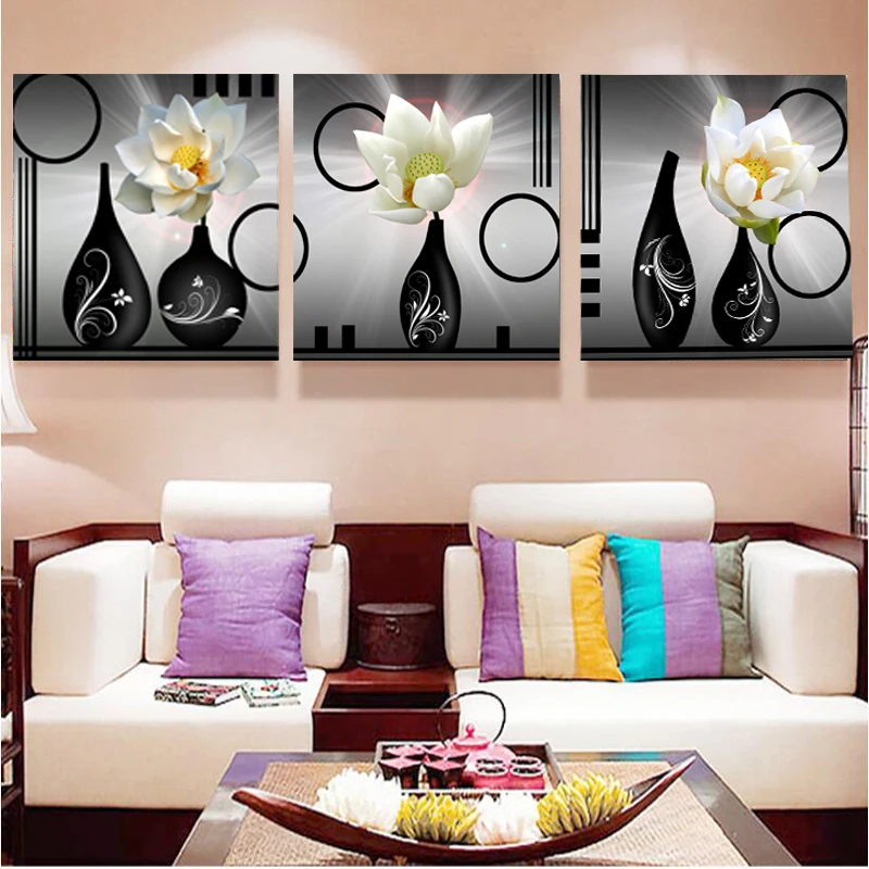 

No Frame Pictures 3PCS Modular Wall Picture Art Painting Of Roses Tulips Print On Canvas Paintings Posters Living Room