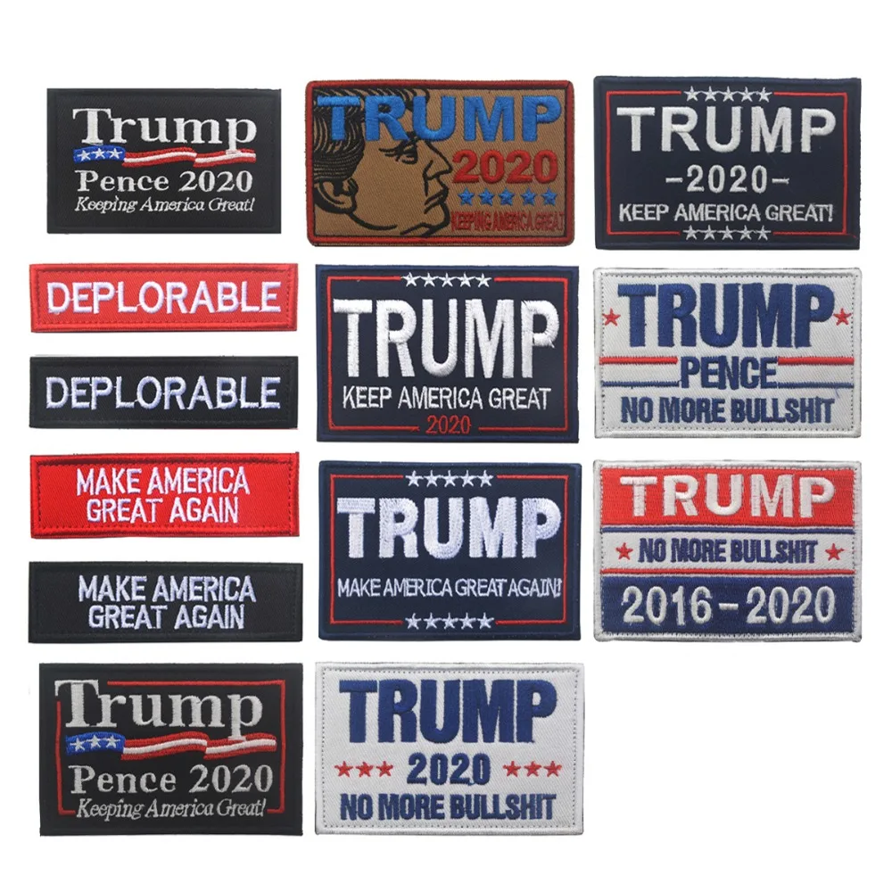 

Trump Embroidery Patches 9cm Appliques Accessory Hoop and Loop Make America Great Again USA Presidential campaign elections 2020