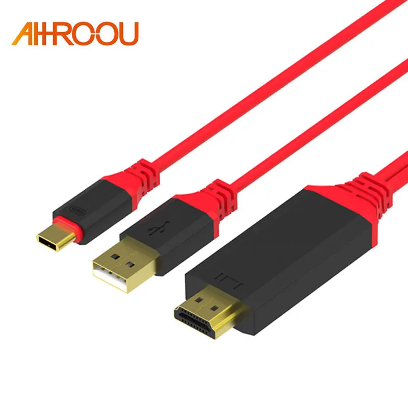 Кабель AHHROOU 2M USB Type-C HDMI кабель Type C папа-папа для MacBook Samsung Xiaomi USB-C 4K HD синхронно |