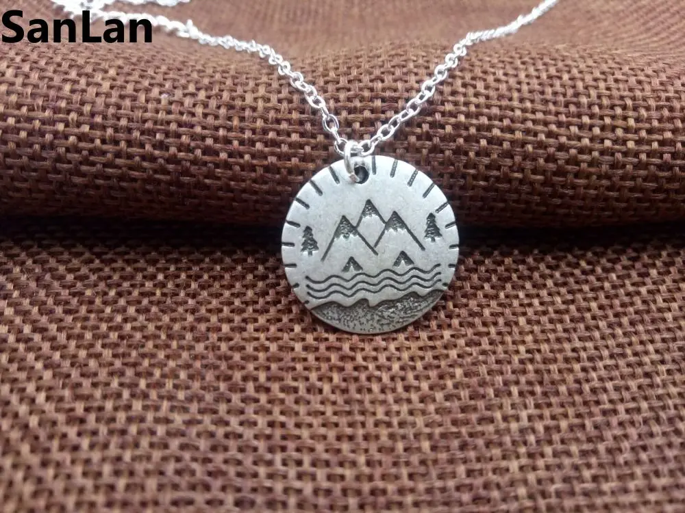 10pcs Fashion nature pine tree pendant Camping in the river vmountain necklace Lover Gift woman necklaces SanLan | Украшения и