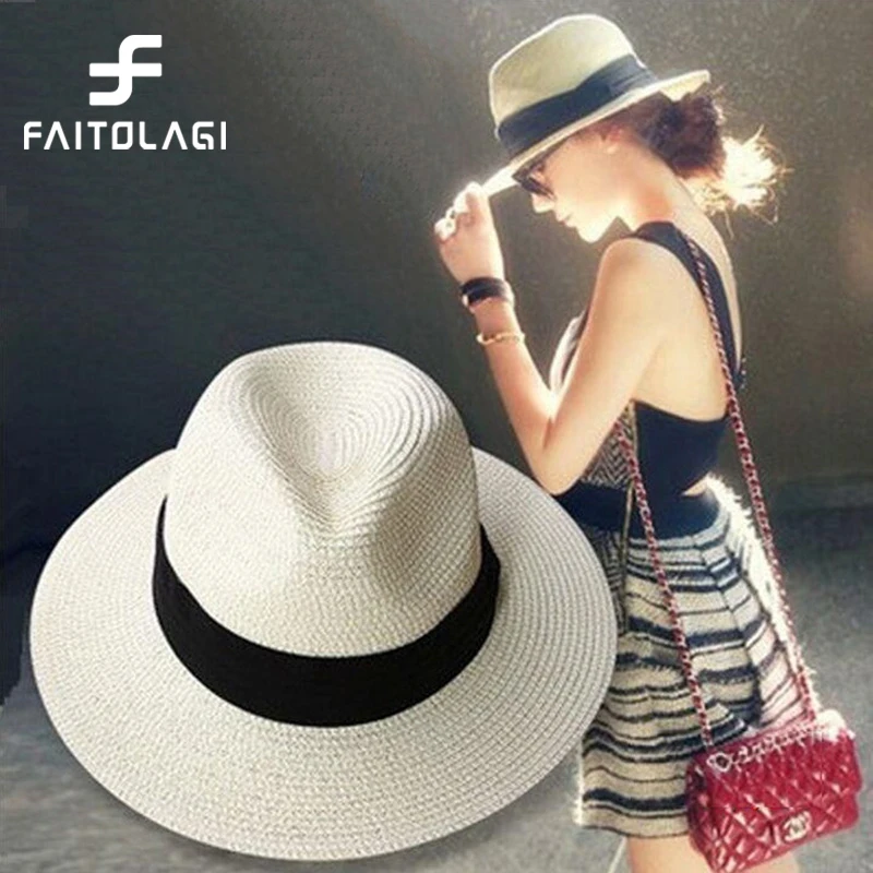 

Summer Floppy Straw Beach Sun Hats Women Beach Hats Wide Brim Panama Hat chapeau femme paille ete chapeu feminino