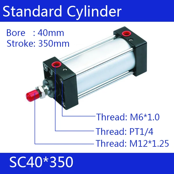 

SC40*350 40mm Bore 350mm Stroke SC40X350 SC Series Single Rod Standard Pneumatic Air Cylinder SC40-350
