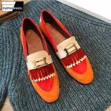 Женская обувь наивысшего качества из натуральной коровьей кожи; женская обувь на плоской подошве; Новинка года; Весенняя Повседневная обувь; женские лоферы без застежки; Мокасины