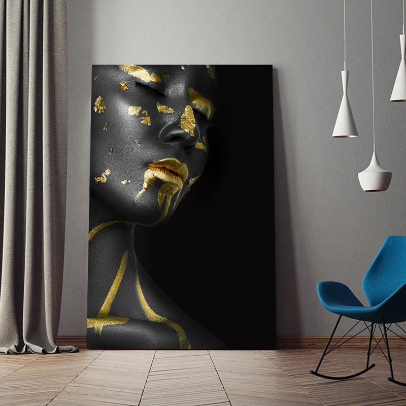 

Black Lady Beautiful Body Canvas Print Painting On The Wall Fashion Poster For Living Room Girls Room HD Home Cuadros Decoracion
