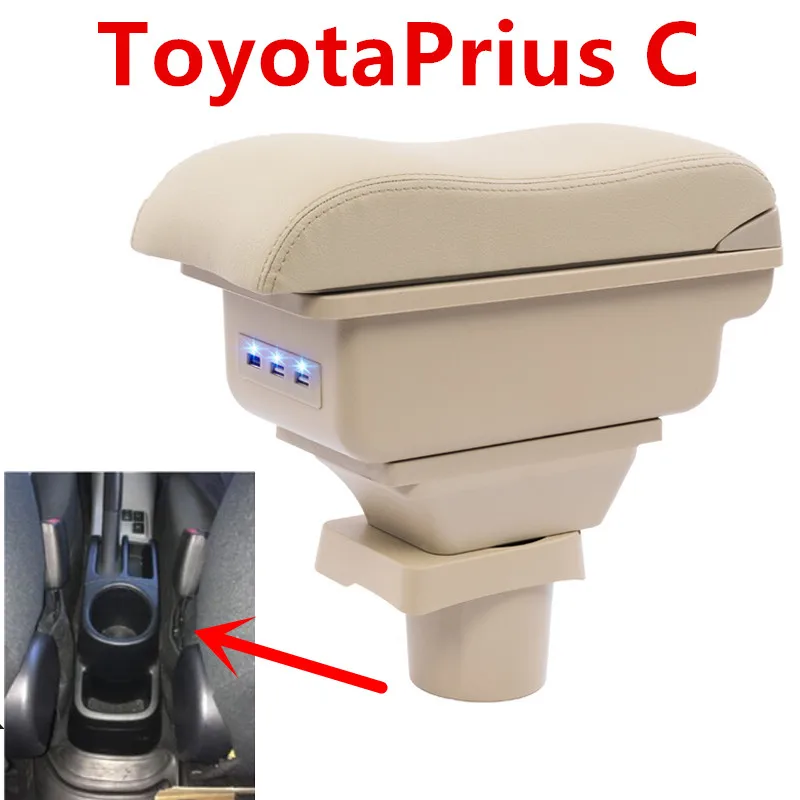Для ToyotaPrius C Prius C подлокотник, коробка для хранения, Аква подлокотник, коробка с подстаканником, пепельница, USB интерфейс