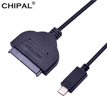 

CHIPAL 10PCS USB-C USB 3.1 Type-C to SATA 3.0 Cable Adapter Type C to Serial ATA III 7+15 22Pin Converter for Laptop to 2.5" HDD