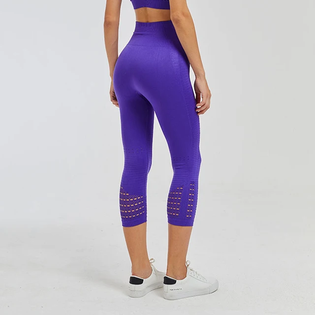 2019 New Sport Yoga Pants High Waist Energy Seamless Fitness Cropped Leggings Women Tummy Control Gym Running Tights 2