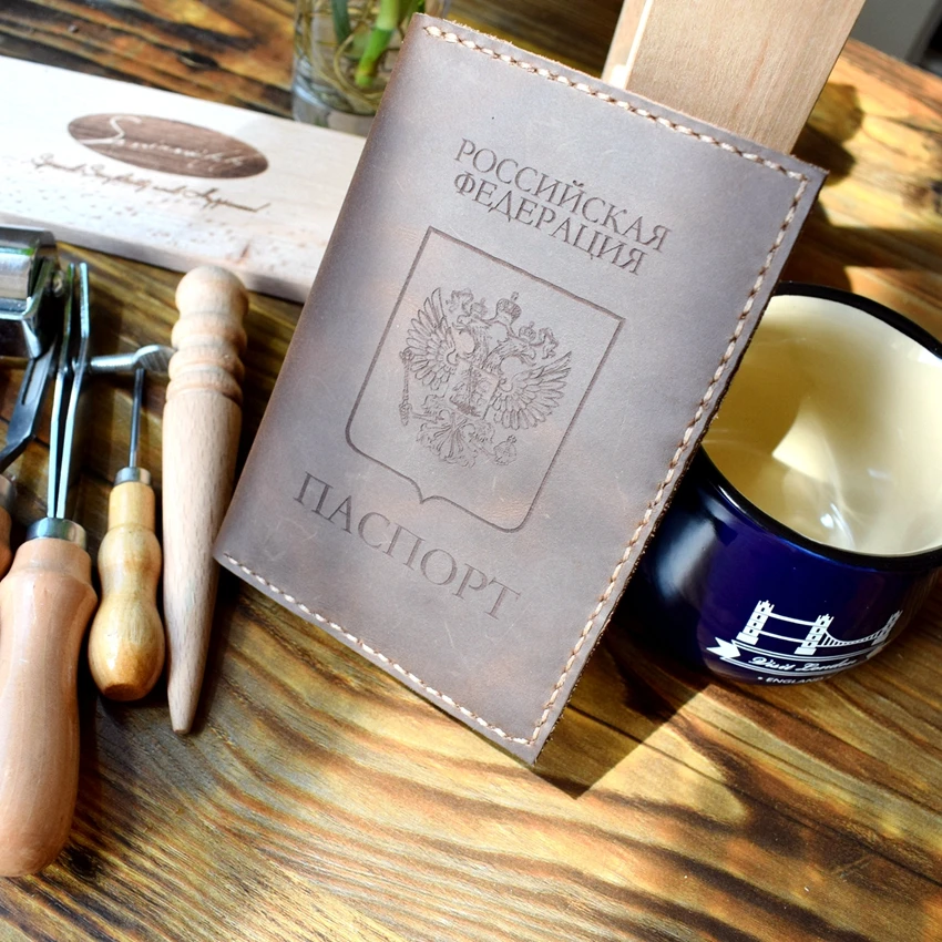 organizador titular carteira passaporte russo Leather Passport Cover : Genuine Leather Passport Cover