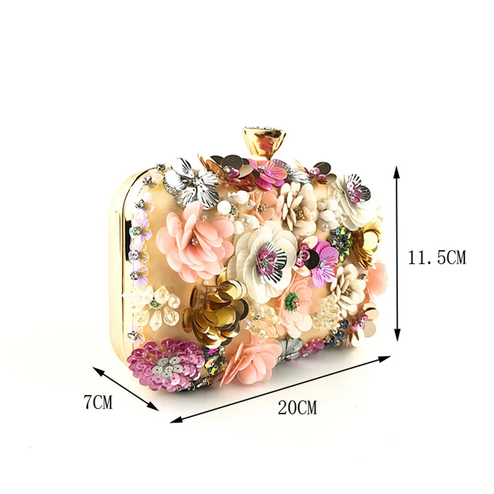 Сумки для Для женщин Роскошные Сумки цветочное украшение; клатчи вечерние сумки на цепи через плечо вечерние сумки из натуральной кожи через плечо пляжная сумка# L10