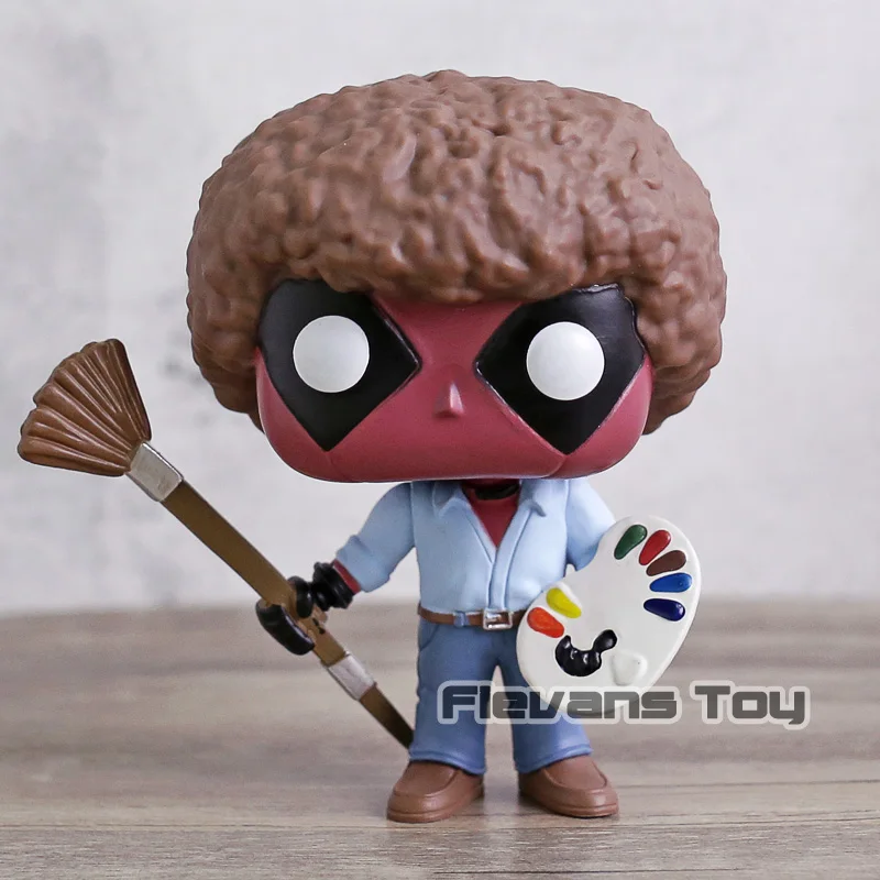 Deadpool As Bob Ross 319 Vinyl Figure Big Head Doll Collectible Model