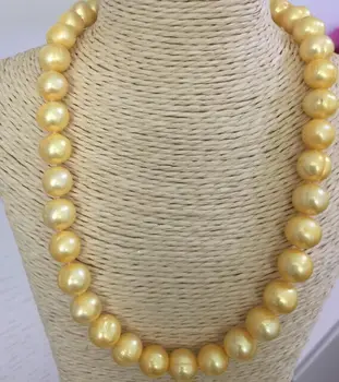 

elegant12 -13mm south sea baroque gold pearl necklace 18inch14K Gold Clasp KKK