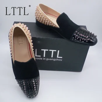 

Handmade Silver Long Spikes Men Loafers Fashion Patchwork Men Rivets Shoes Leather Shoes Slip-on Casual Shoes Luxury Loafers