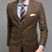 Изготовленные на заказ коричневые смокинги для женихов, 2 предмета, облегающие мужские свадебные костюмы для выпускного вечера, одежда для жениха, лучший мужской наряд, Блейзер, masculino