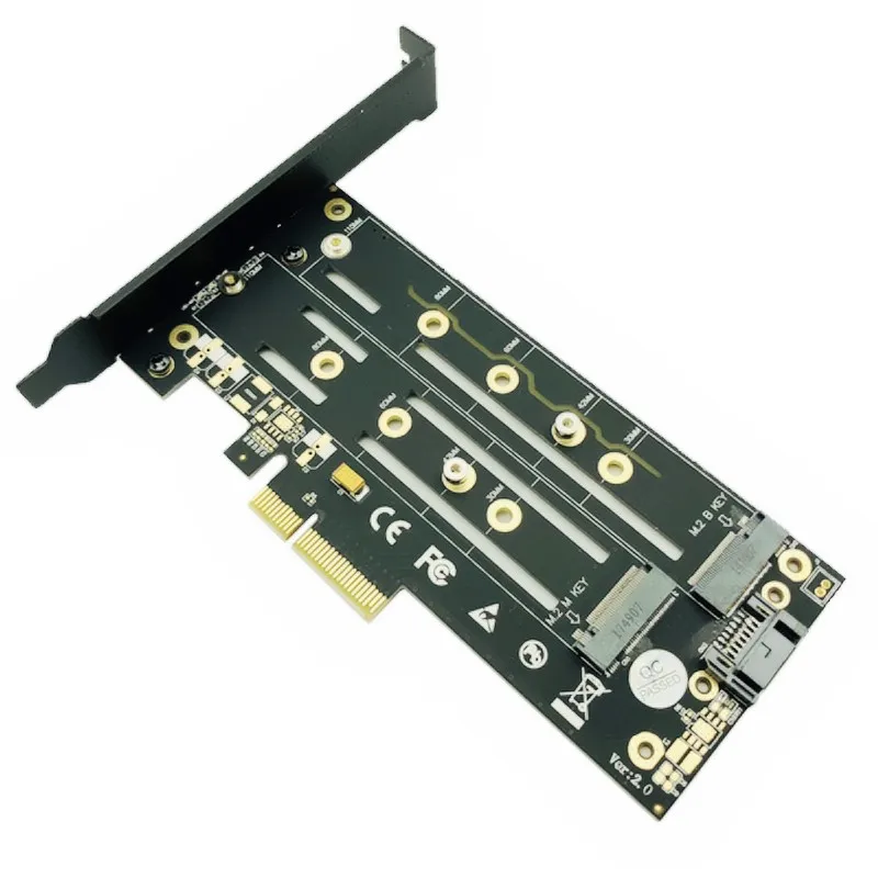 M.2 NVMe SSD NGFF к PCIE X4 адаптер M ключ B двойной интерфейс карты радиатор низкопрофильный