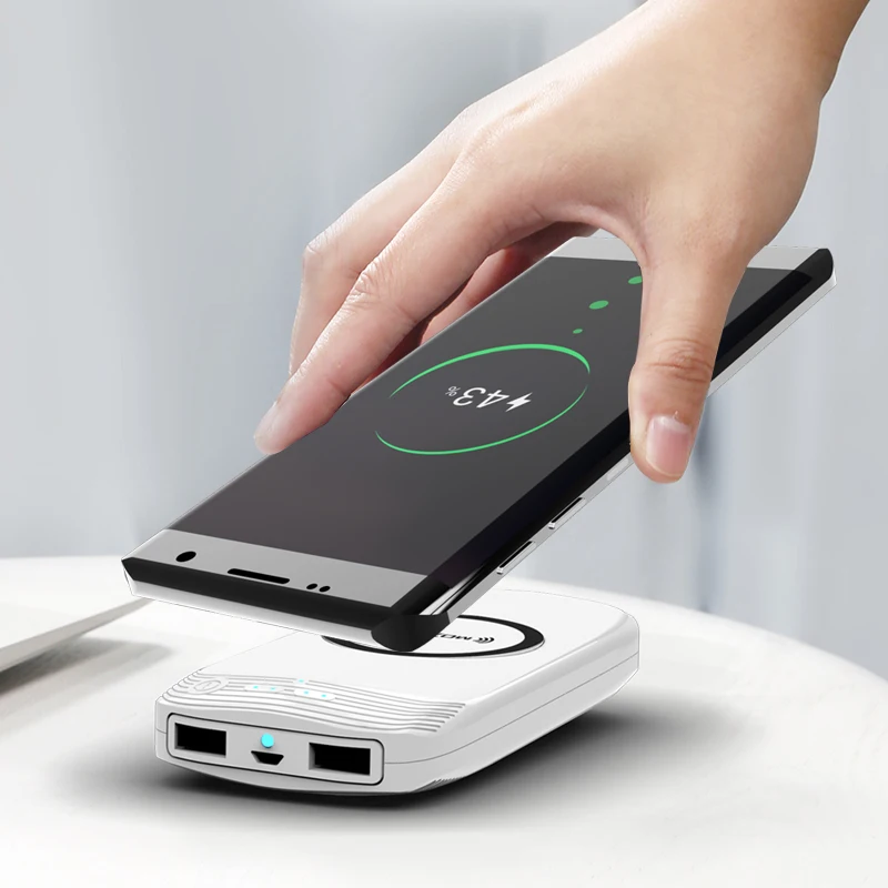 MOXOM Wireless Charger Power Bank 18000mAh Dual USB Mini Power Bank Portable Wireless Charging Battery Charger For iPhone X + MOXOM Wireless Charger Power Bank 18000mAh Dual USB Mini Power Bank Portable Wireless Charging Battery Charger For iPhone X +