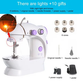

EU Plug Electric Mini Sewing Machine For Home Hand Machine To Sew 110/220V Speed Adjustment with Light Handheld Sewing Machine