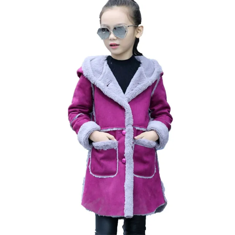 2017 New Arrival Baby Girls Autumn Winter Suede Fabric Coat Kids School