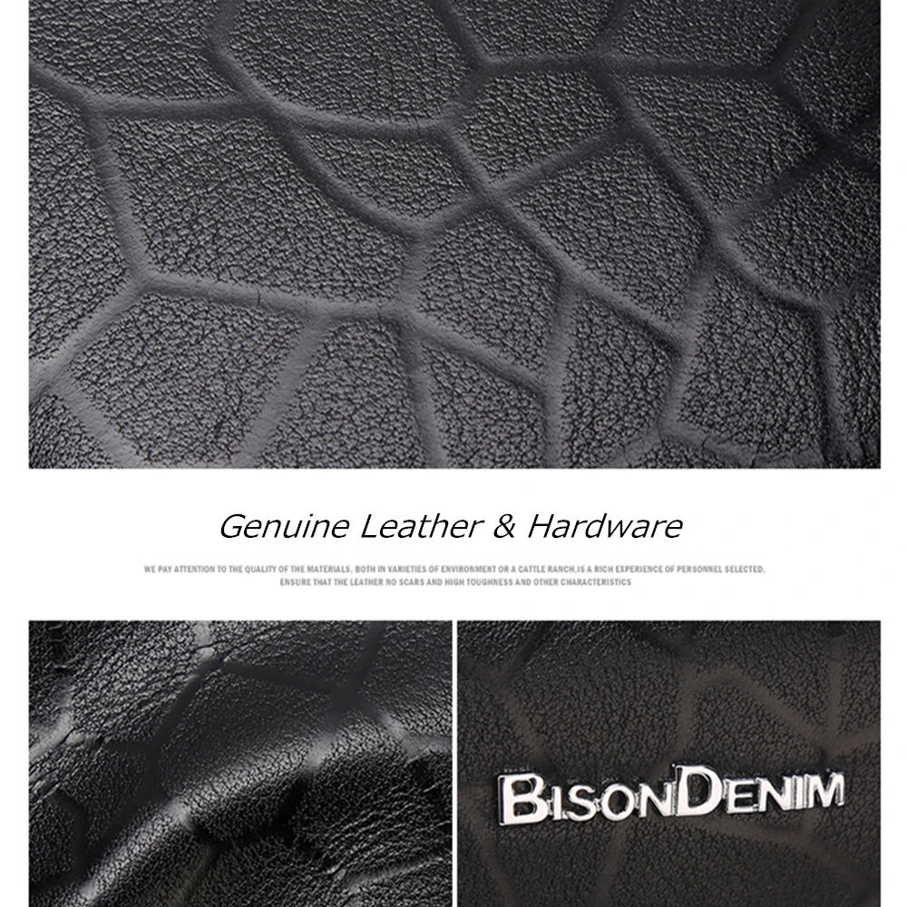 Кошелек BISON DENIM N8046 мужской из натуральной кожи деловой клатч темно синего цвета