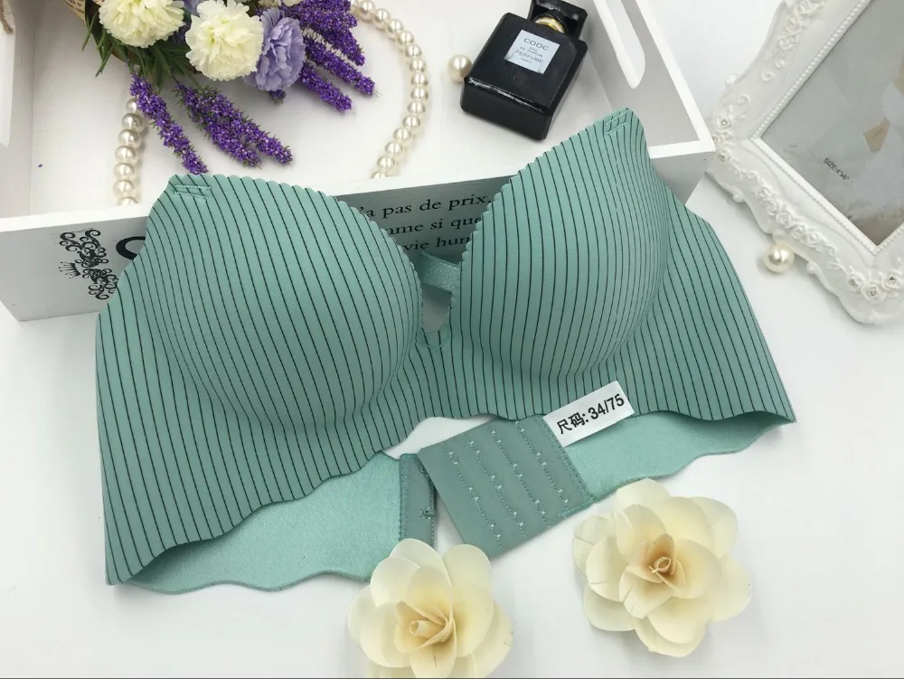 Baharcelin ABC чашки новые женские молодая девушка Push-Up Bra Бесшовные провода бесплатно французские Романтический собрались полосатый бюстгальтер милые женское бра