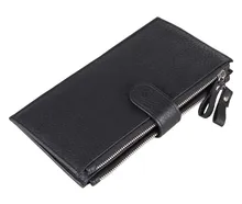 Nesitu High Quality Coffee / Black Long Vintage 100% Real Genuine Leather Women Men Wallets Cowhide Card Holder #M8057