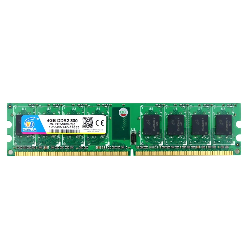 VEINEDA 2G b 4 ГБ ddr2 memoria ddr 2 4 ГБ 800 МГц ddr 2 2G 800 667 533 PC2-6400 оперативная память для Intel и AMD Dimm