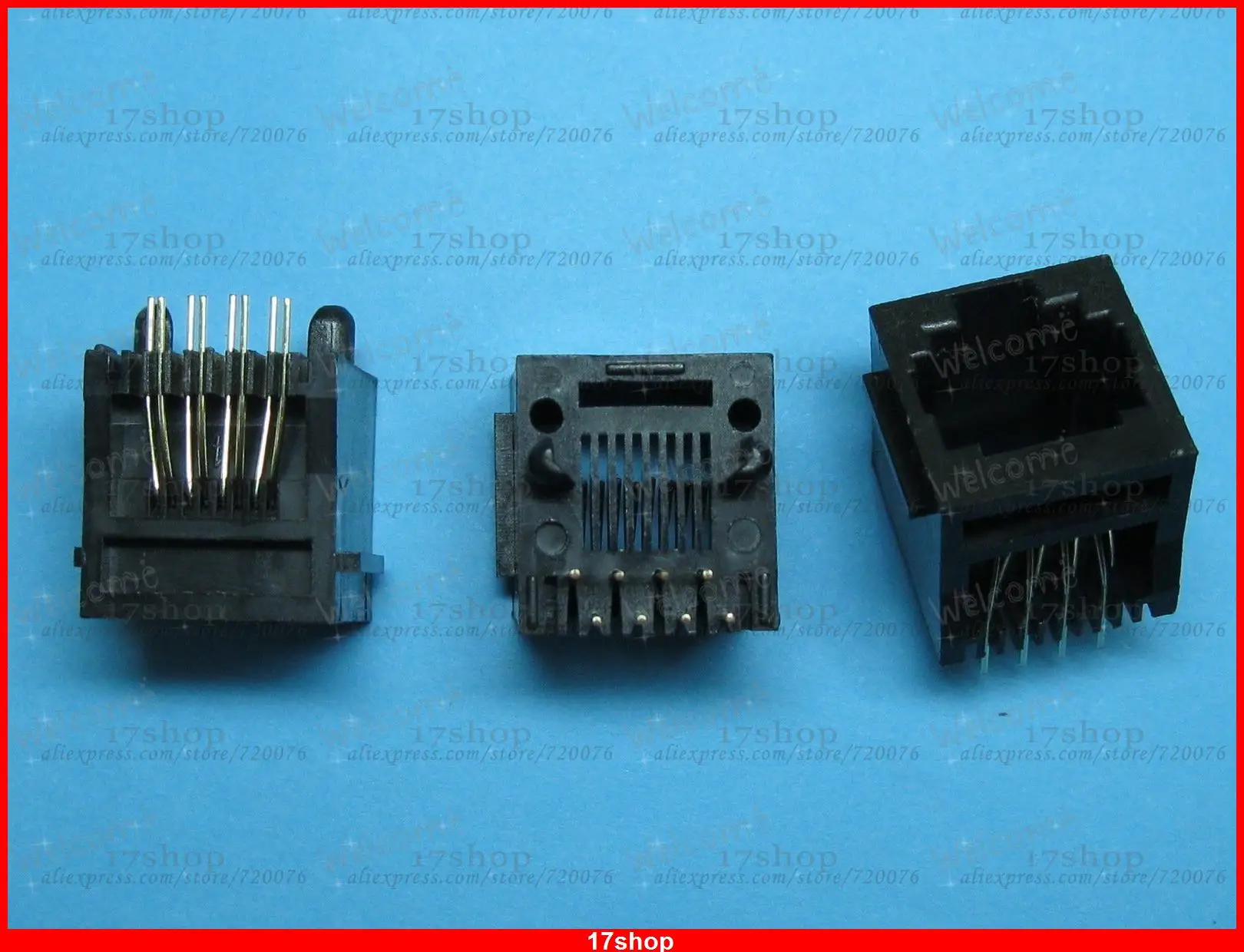 

25 Pcs Black 8P8C With flange Top entry Modular Network PCB Jack Connector