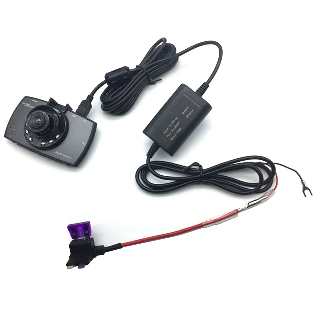 12 V-24 V до 5V понижающий проводных аксессуары адаптер конвертер Авто Kit DVR кабель видеокамера Зарядное устройство Mini USB 5 Pin предохранителя