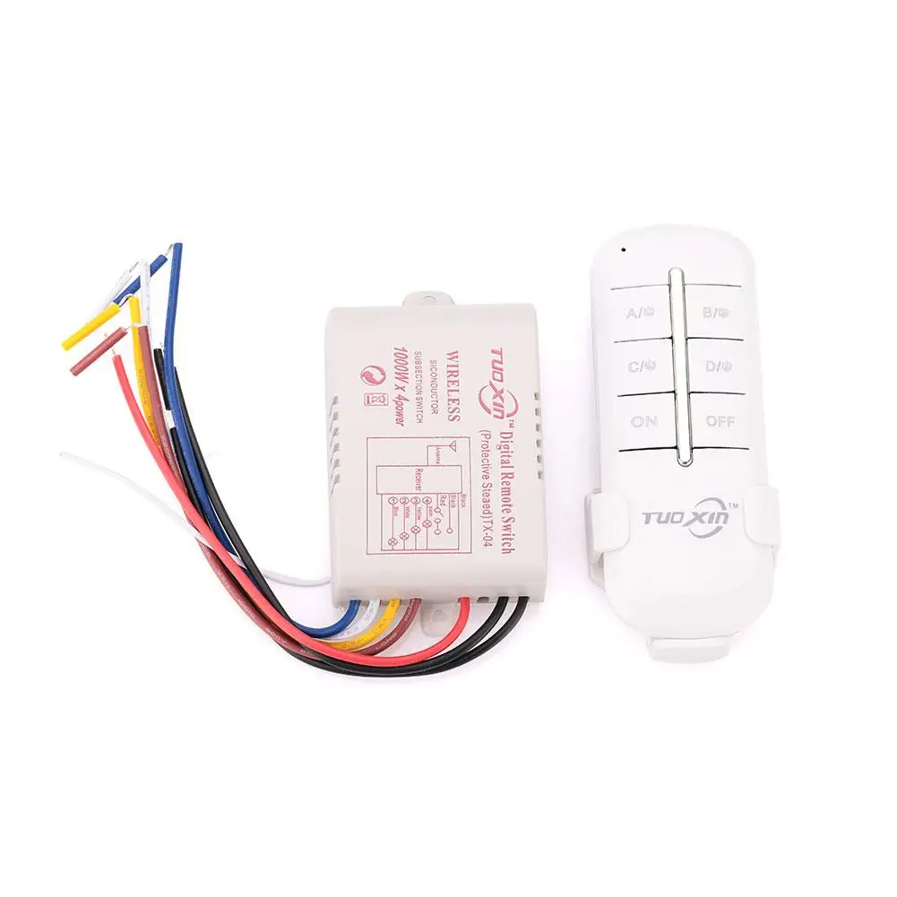 

110V 4 Channels Way Wireless Light Switch Splitter Box Remote Control