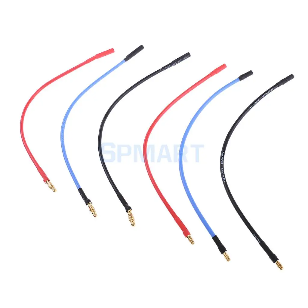 6Pcs 4.0mm & 3.5mm Connectors 23cm Banana RC Brushless Motor ESC Extension Cable Wire RC Car Boat Parts