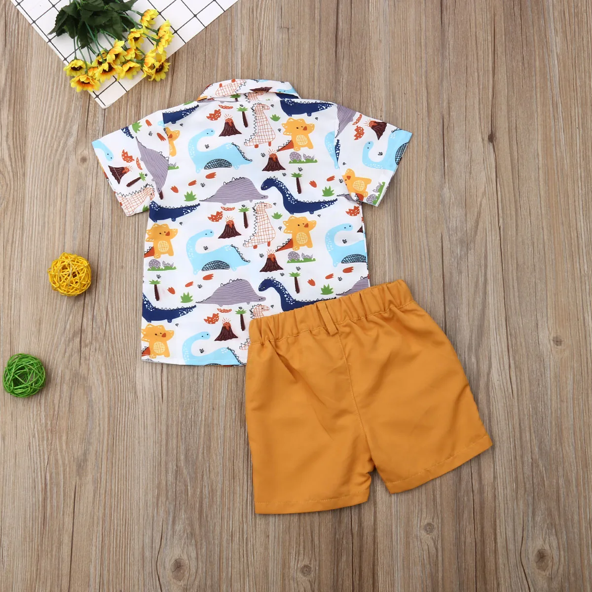 Комплект летней одежды для новорожденных мальчиков из 2 предметов, хлопковая Футболка с принтом, брюки с динозаврами, шорты, костюм для малыша, комплект одежды