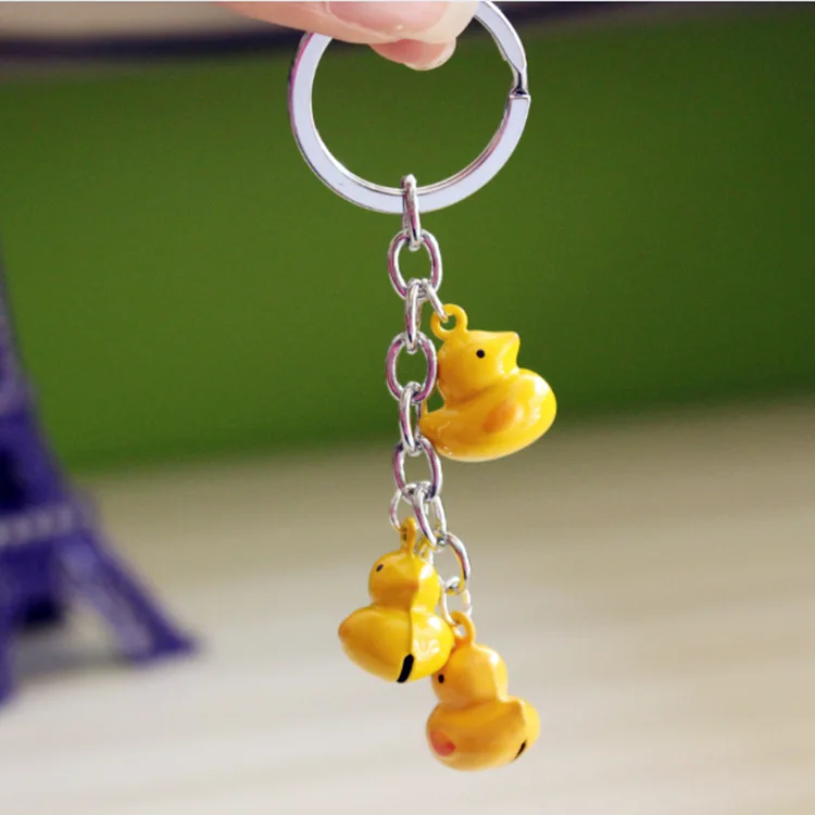 

Cute Animal Duck Chickens Keychain Bells Trinket Porte Clef Bag Car Key Ring Cartoon Key Chain Chaveiro For Kids Keyring D144