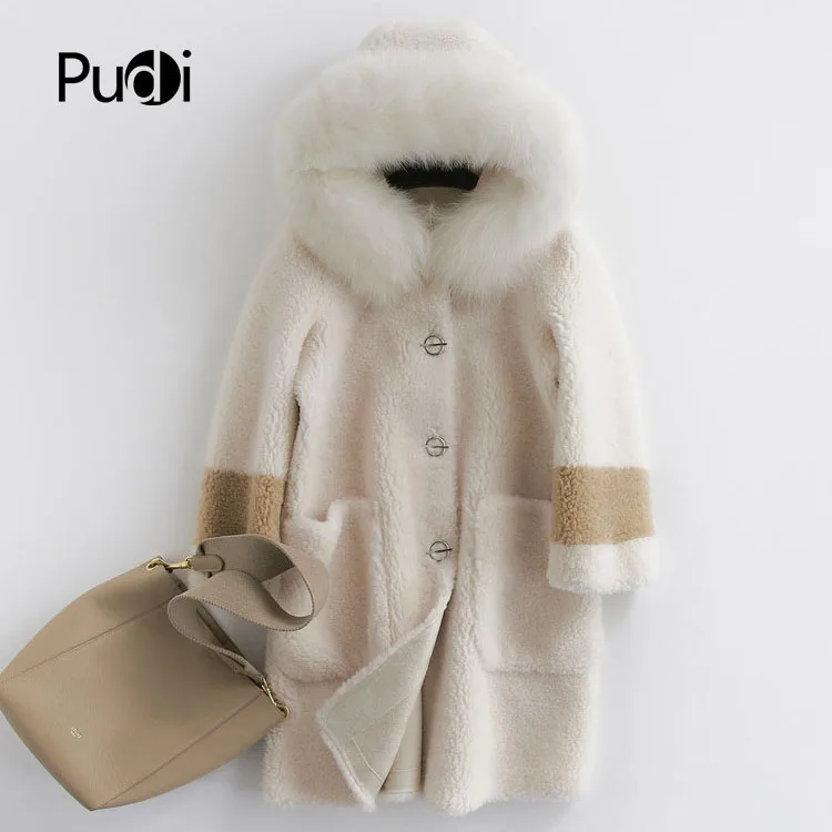 PUDI B181162 women's winter warm real wool jacket vest