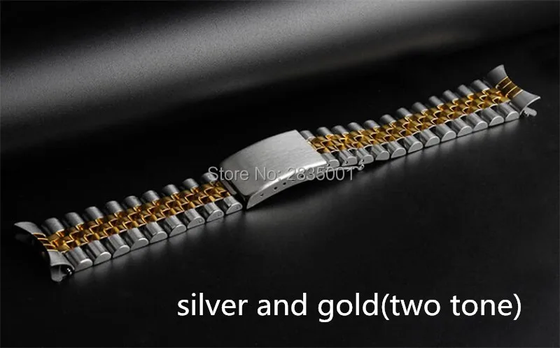 Браслет из нержавеющей стали с загнутым концом 13 17 20 мм браслет из серебристого золота со складной застежкой для RX Date-Just jubilee Day-date Watch