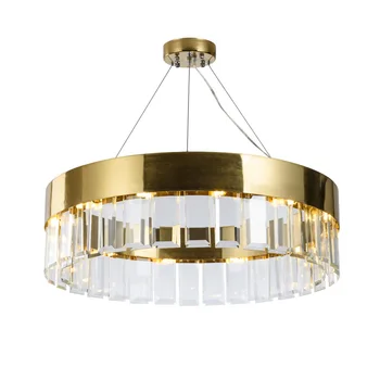 

Modern metal stainless steel crystal chandelier designer living room dining room golden crystal LED chandelier Lighting