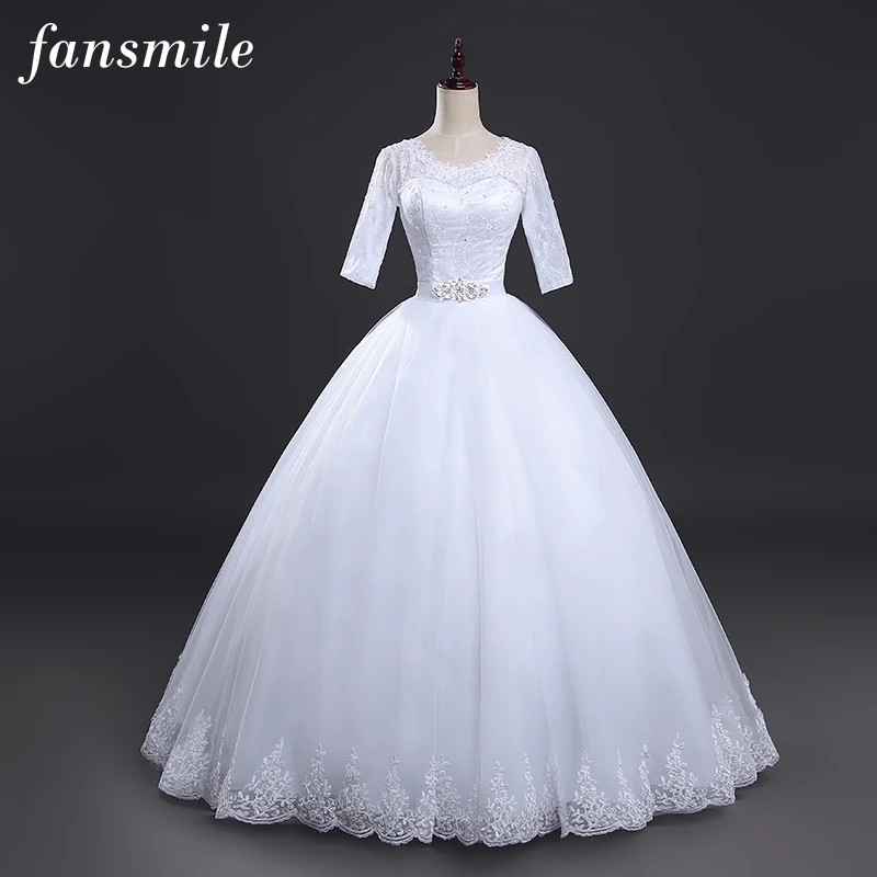 Fansmile Vestido de Noiva кружевное бальное свадебное платье размера плюс свадебные платья Robe de Mariage FSM-013F