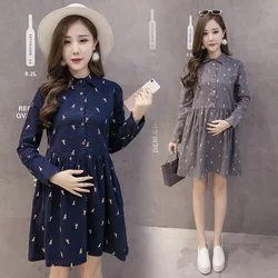 Pregnant women's dress spring pony pattern dress new mid-long wool maternity dress long sleeve postpartum mother clothings Pregnant women's dress spring pony pattern dress new mid-long wool maternity dress long sleeve postpartum mother clothings
