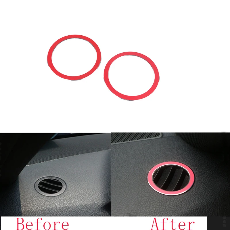 

2pcs Aluminum Alloy Red Silver Fit For Mercedes-Benz B Class W246 12-17 & GLK Class X204 09-15 Front Air Outlet Ring Cover Trims