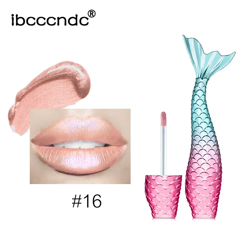 Ibcccndc Русалка блеск для губ матовый мерцающий металлический блеск водонепроницаемый стойкий тинт для губ пигмент флип-губ Корейский макияж TSLM2 - Цвет: 16