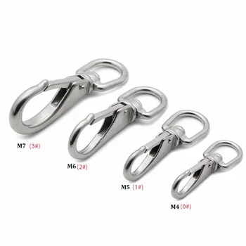 

M4/5/6/7 304 Stainless Steel Multi-purpose Swivel Eye Spring Snap Hook Quick Hook Chain Fastener Hook Carabiner Hiking Camping