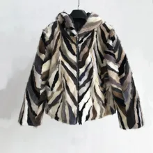 С капюшоном Толстая натуральная Шуба из натуральной норки для женщин зима с молнией и капюшоном натуральный мех пальто tsr432