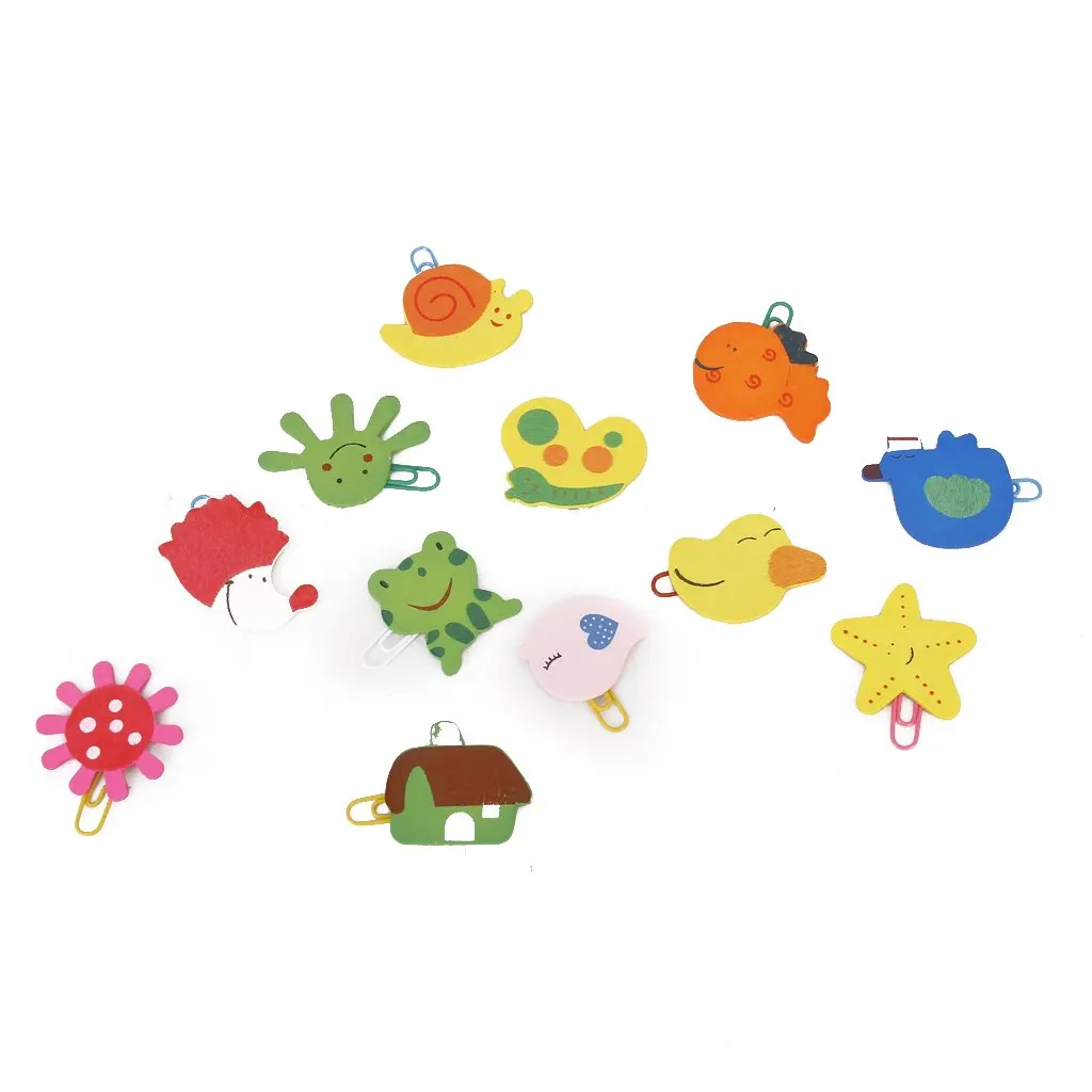 

Affordable 12 PCS Colorful Shapes Kids Children Cartoon Clip Bookmarks Beautiful