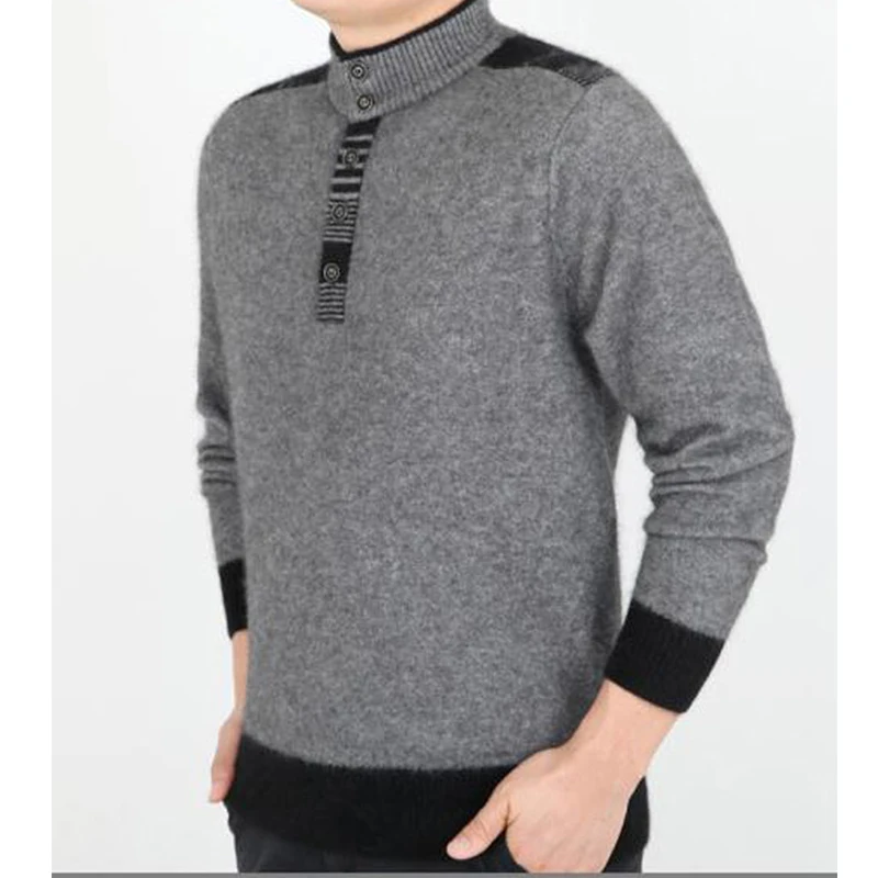 Чистый кашемировый свитер утолщенный деловой зимний свитер мужской шерстяной свитер среднего возраста