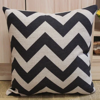 

LINKWELL Wholesale Free Shipping 45cm*45cm Black Chevron Zig Zag Linen Cushion Cover