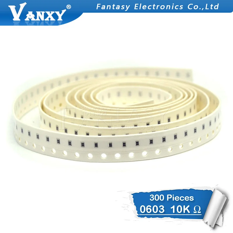 300PCS 0603 Chip Fixed Resistor SMD Resistor 1 10K ohm 103in