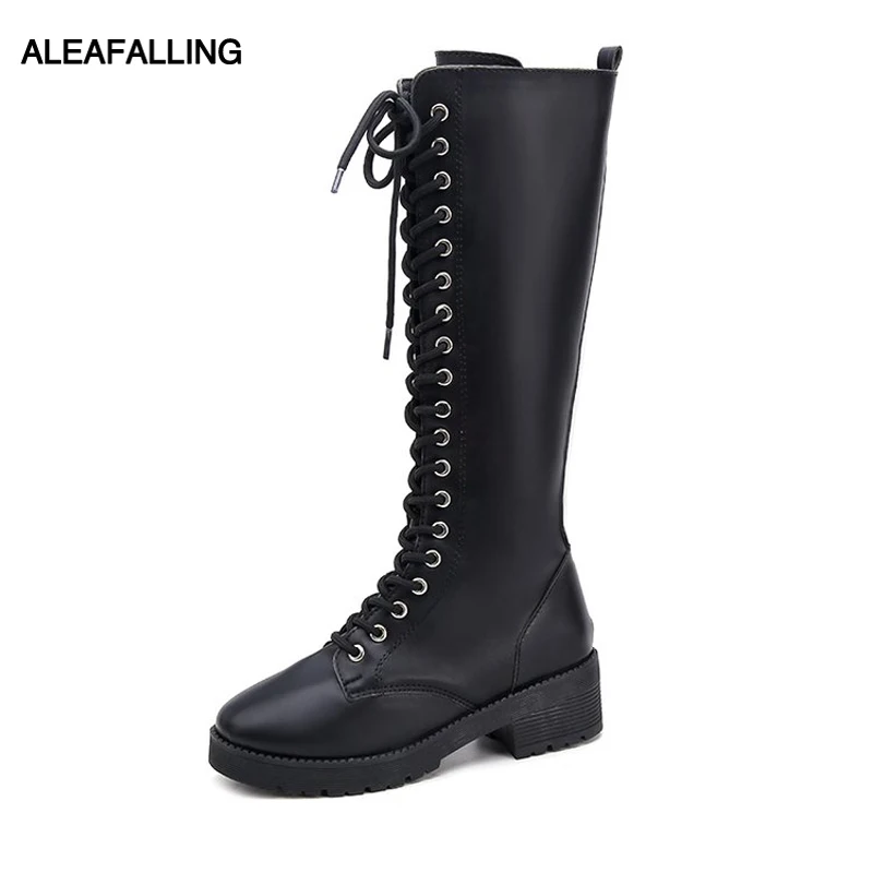 

Aleafalling Women Boots Motorcycle High Tube Women Lace Up Winter Boots Outdoor Leather Or Nubuck Girl's Warm Snow Boots WBT243